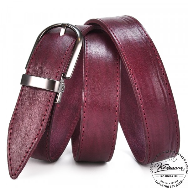 Кожаный ремень "Роуз" (фиолетовый). фото 1